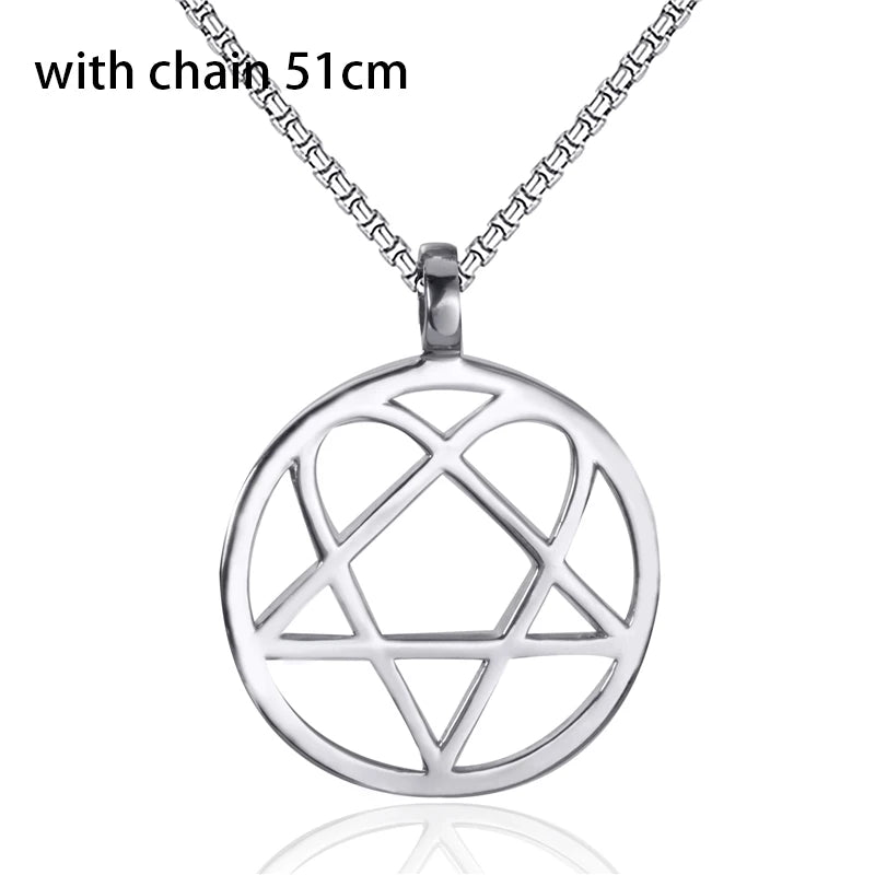 Heartagram Star Heart Pendant Necklace Vintage Jewelry