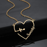 Custom Heartbeat Name Necklace Gold Plated Stainless Steel Heart Necklaces