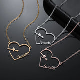 Custom Heartbeat Name Necklace Gold Plated Stainless Steel Heart Necklaces