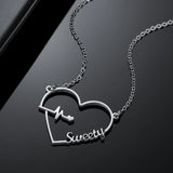Custom Heartbeat Name Necklace Gold Plated Stainless Steel Heart Necklaces