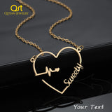 Custom Heartbeat Name Necklace Gold Plated Stainless Steel Heart Necklaces