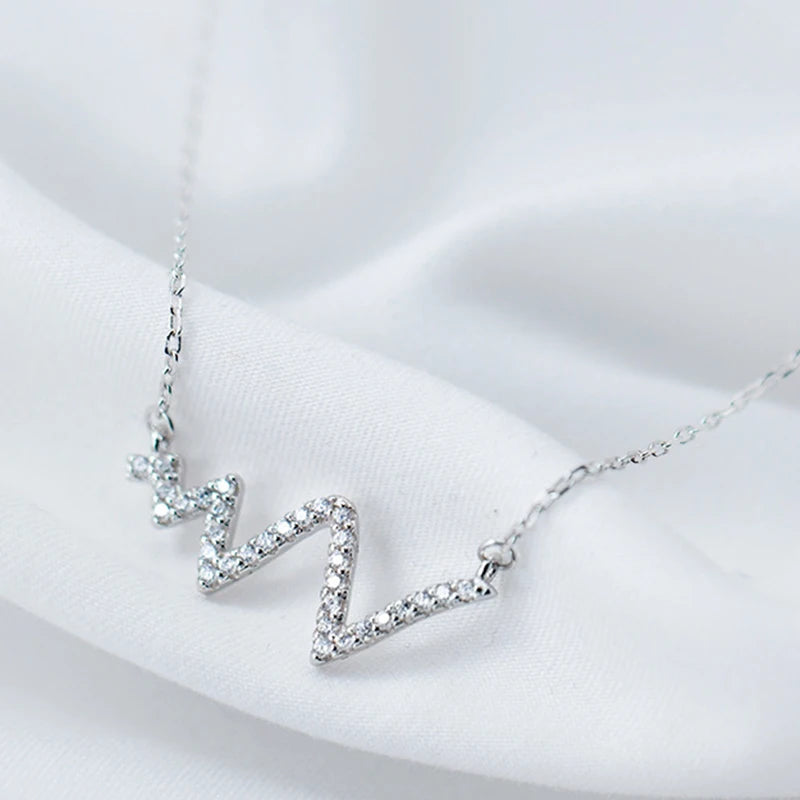 Heartbeat 925 Sterling Silver Necklace Medical Nurse Doctor Lover