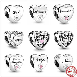 Hearth Shape 925 Sterling Silver Metal Beads Charm Bracelet Jewelry