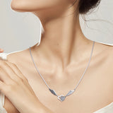 Sterling Silver Hearts & Angel Wings Necklace for Women