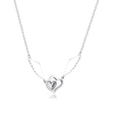 Hearts & Angel Wings Necklace 925 Sterling Silver Jewelry for Women