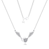 Hearts & Angel Wings Necklace 925 Sterling Silver Jewelry for Women