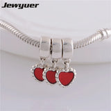 Sterling Silver Hearts Dangles Charms for European Bracelets