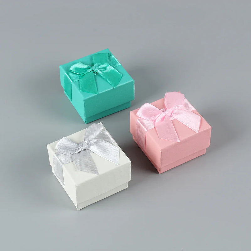 Heaven Earth Cover Jewelry Box Ribbon Bow Ring Necklace Bracelet Earrings