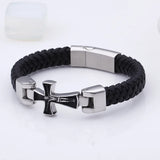 Heavenly Father Jesus Cross Leather Bracelet