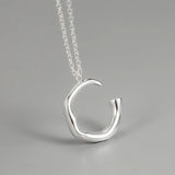 S925 Sterling Silver Concave-convex C-shaped Necklace