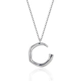 S925 Sterling Silver Concave-convex C-shaped Necklace