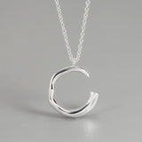 S925 Sterling Silver Concave-convex C-shaped Necklace