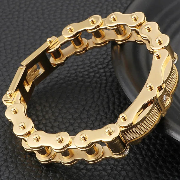 316L Stainless Steel Motorcycle Link Chain Bracelet Men Rock And Roll Jewelry