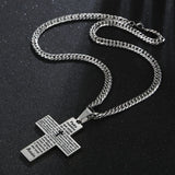 Men's Stainless Steel Lord's Prayer Cross Pendant Necklace