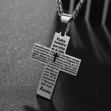 Men's Stainless Steel Lord's Prayer Cross Pendant Necklace