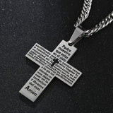 Men's Stainless Steel Lord's Prayer Cross Pendant Necklace