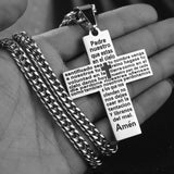 Men's Stainless Steel Lord's Prayer Cross Pendant Necklace