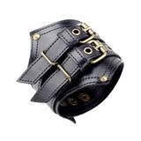 Heavy Metal Brown Leather Skull Bracelet Rock Statement Gothic Style Jewelry