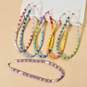 Colorful Chain Necklace Square Beads Choker