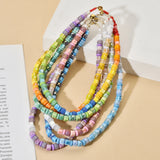 Colorful Chain Necklace Square Beads Choker