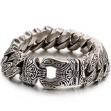 Heavy Stainless Steel Bracelet Men's Vintage Pattern Link Chain Hand Bracelets