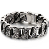 Heavy Stainless Steel Bracelet Men's Vintage Pattern Link Chain Hand Bracelets