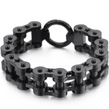 Sturdy Mens Motorcycle Chain Bracelet Stainless Steel Silver Polished