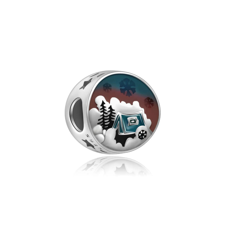 Hebeier Camping In Snow S925 Sterling Silver Charm Pendant Beads
