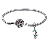 Hebeier Christmas Candy Cane 925 Silver Charm Bead Pendant