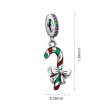 Hebeier Christmas Candy Cane 925 Silver Charm Bead Pendant