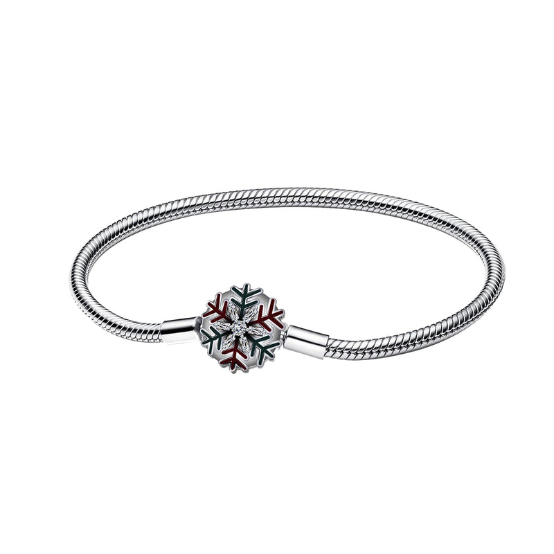 Hebeier Christmas Snowflake Women's S925 Silver Bracelet Charm Beads