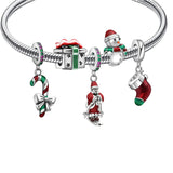 Hebeier Christmas Snowman 925 Silver Charm Pendant Beads for Bracelet DIY