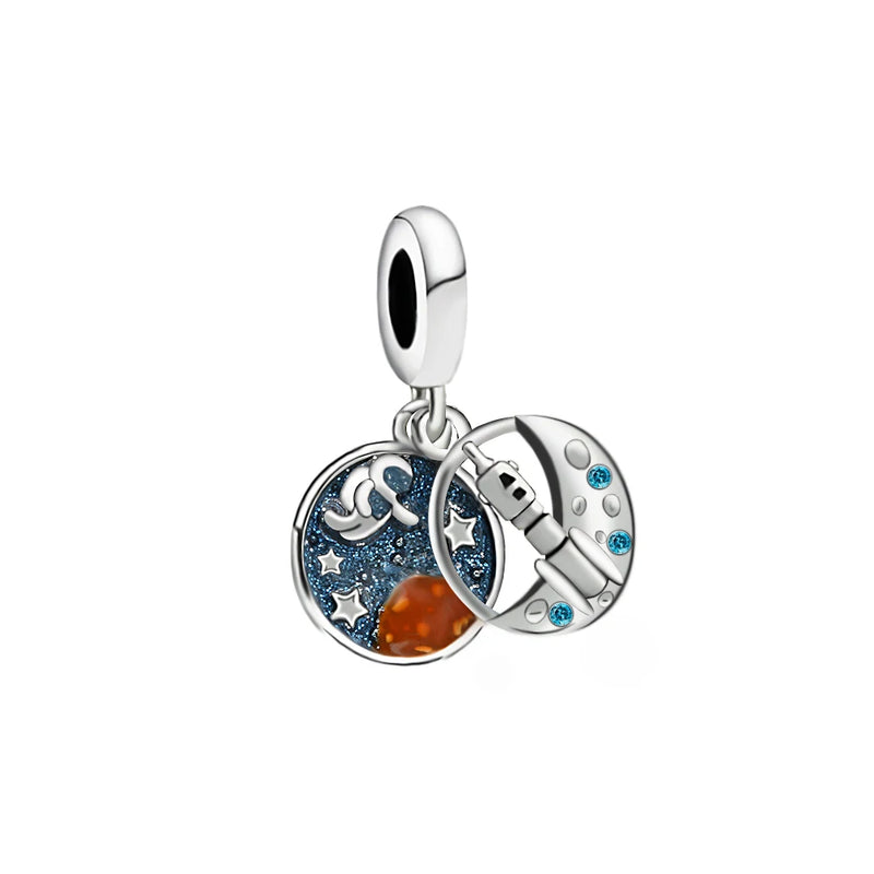 Hebeier Astronaut Enamel Charm Pendant S925 Silver Beads
