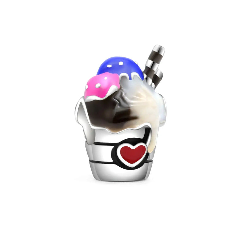 Hebeier Enamel Ice Cream Cup 925 Sterling Silver Charm Pendant Beads