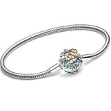 Hebeier Enameled Daisy S925 Snake Bone Bracelet for Charm Bead Pendant DIY