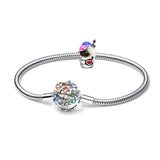 Hebeier Enameled Daisy S925 Snake Bone Bracelet for Charm Bead Pendant DIY