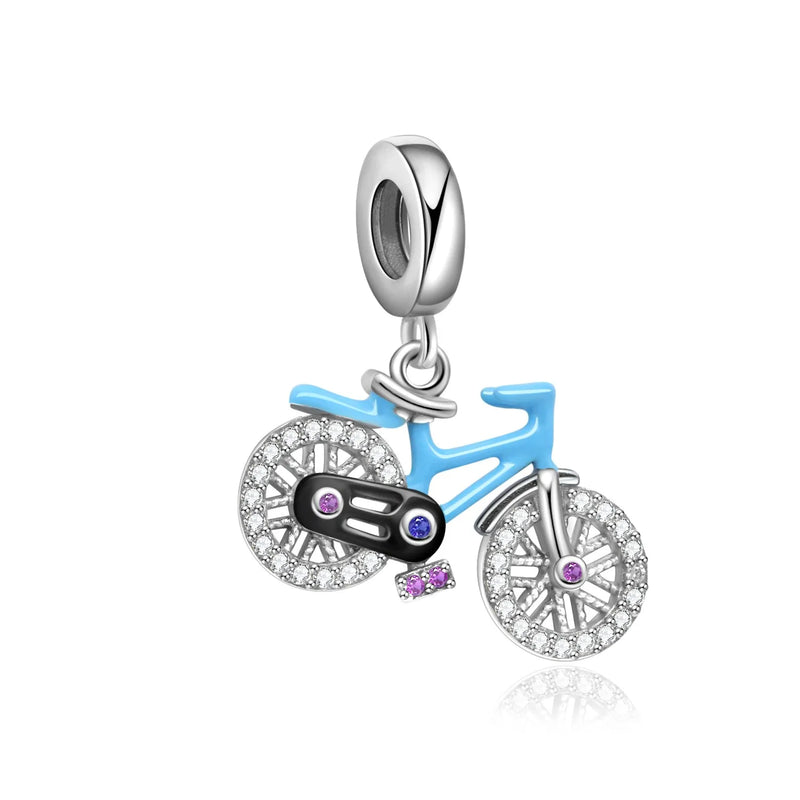 Hebeier Bike Sterling Silver Charm Pendant Beads for Bracelet Necklace