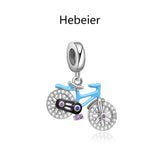 Hebeier Bike Sterling Silver Charm Pendant Beads for Bracelet Necklace