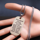 Hebrew Scripture Mezuzah Pendant Necklace Stainless Steel Jewish Amulet Chain