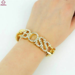 Heeda Bracelets for Women Steampunk Alloy Letter Bangle Kpop