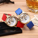 Heeda Cartoon Cat Women Watch Creative Glasses Children Wristwatch Kpop