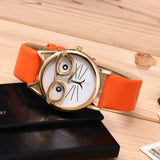 Heeda Cartoon Cat Women Watch Creative Glasses Children Wristwatch Kpop