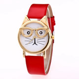 Heeda Cartoon Cat Women Watch Creative Glasses Children Wristwatch Kpop