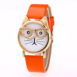 Heeda Cartoon Cat Women Watch Creative Glasses Children Wristwatch Kpop