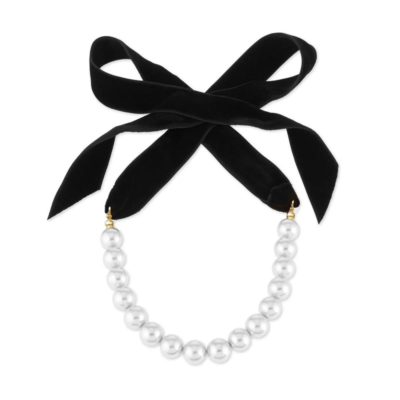 Heeda Kpop Vintage Bowknot Pearl Velvet Belt Necklace Women Joker