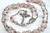 Pink Rose Quartz and Silver Rosary