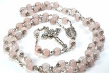 Pink Rose Quartz and Silver Rosary