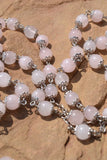Pink Rose Quartz and Silver Rosary