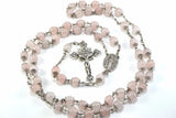 Pink Rose Quartz and Silver Rosary