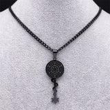 Stainless Steel Hecate Wheel Snake Key Necklace